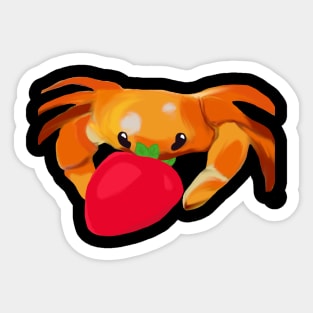 Crab Eating a Strawberry Sticker